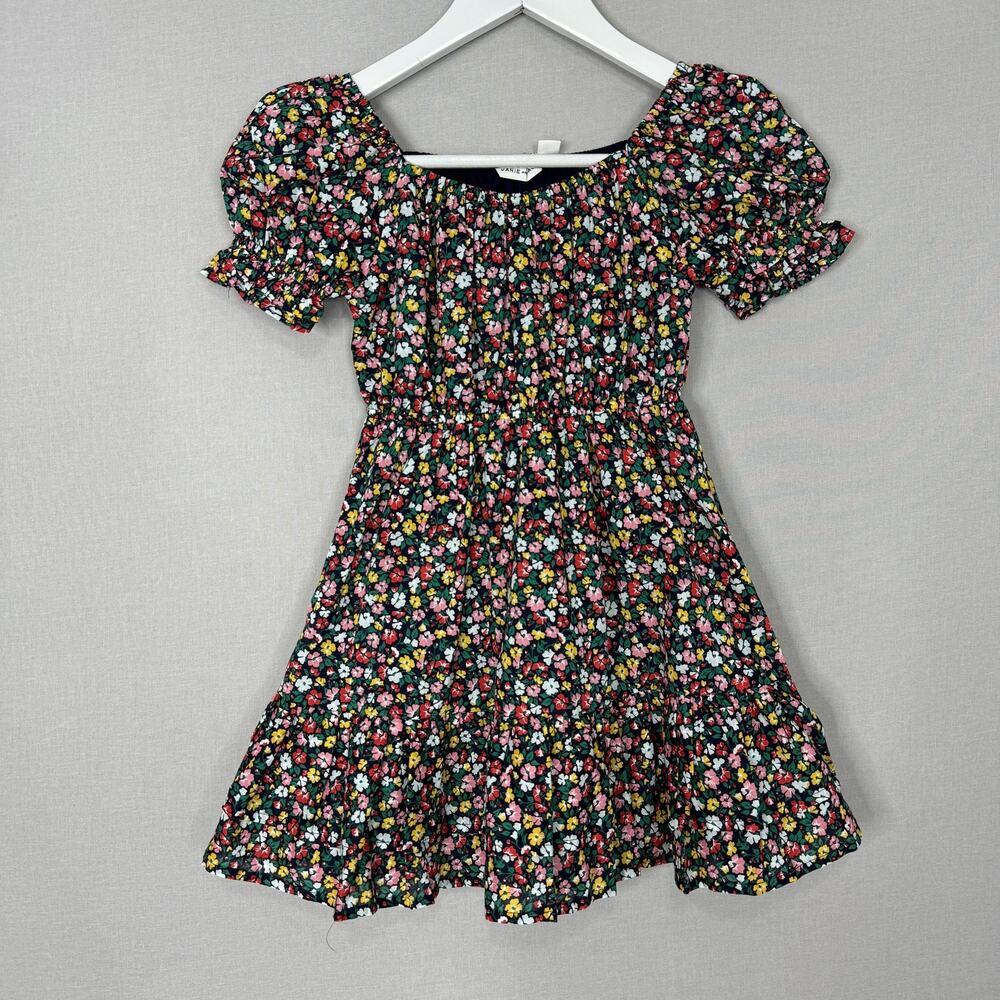 Janie and Jack Dress Girls 6 Cotton Blue Ditsy Floral Puff Sleeve Cottagecore